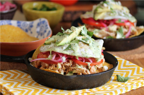 Breakfast Tostadas with Cilantro Avocado Ranch