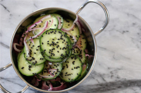 Quick Pickled Sesame Cucumbers