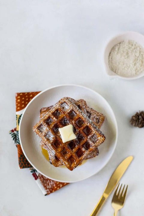 Gingerbread Waffles with Chosen Foods Avocado Oil Baking Spray