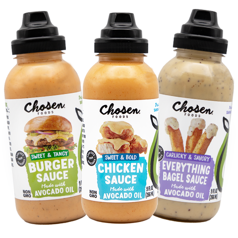 Chosen Foods Dip & Drizzle Sauces bottles