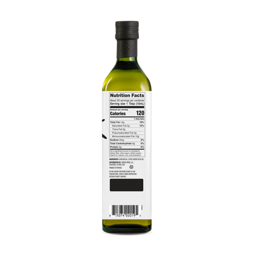 50/50 Blend 100% Pure Avocado + Extra Virgin Olive Oil 750ml Bottle - View Nutrition Facts