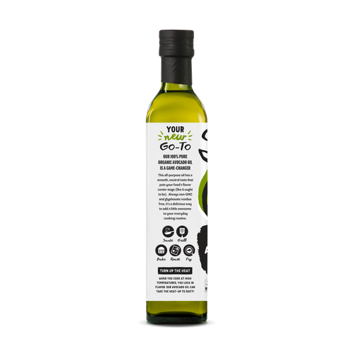 100% Pure Organic Olive Oil Bottle Side Label