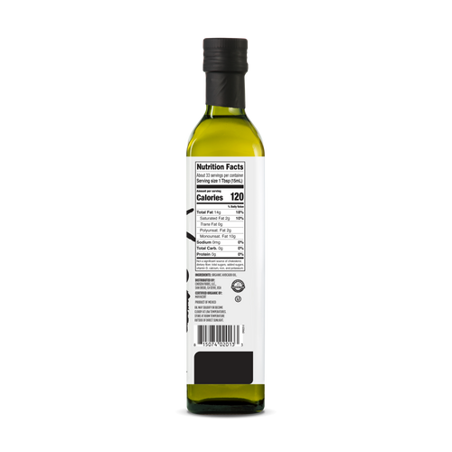 100% Pure Organic Olive Oil Bottle Nutrition Facts