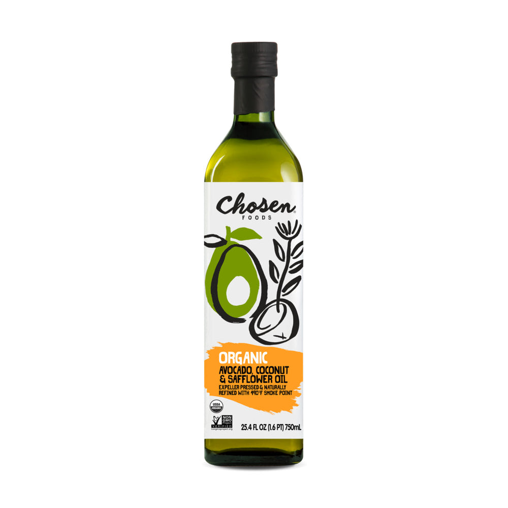 Organic Avocado, Coconut and Safflower Oil 750ml Glass Bottle