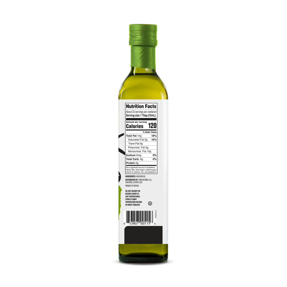 100% Pure Avocado Oil 500ml Glass Bottle