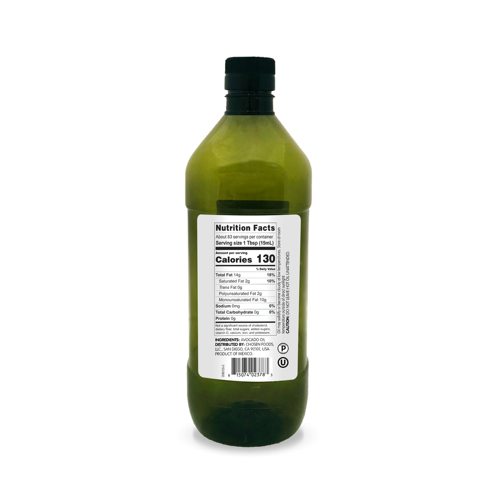 100% Pure Avocado Oil BPA-Free PET 1.25L Bottle - View Nutrition Facts