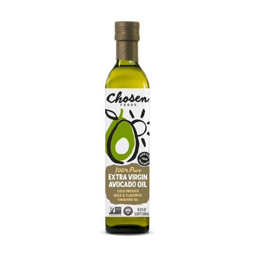 100% Pure Extra Virgin Avocado Oil 500ml Glass Bottle - View Front Bottle