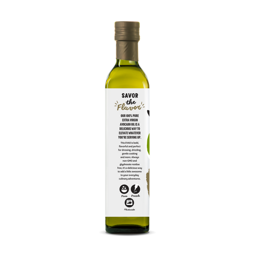 100% Pure Extra Virgin Avocado Oil 500ml Glass Bottle - View Features 