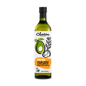 Organic Avocado, Coconut and Safflower Oil 1 Lt Glass Bottle